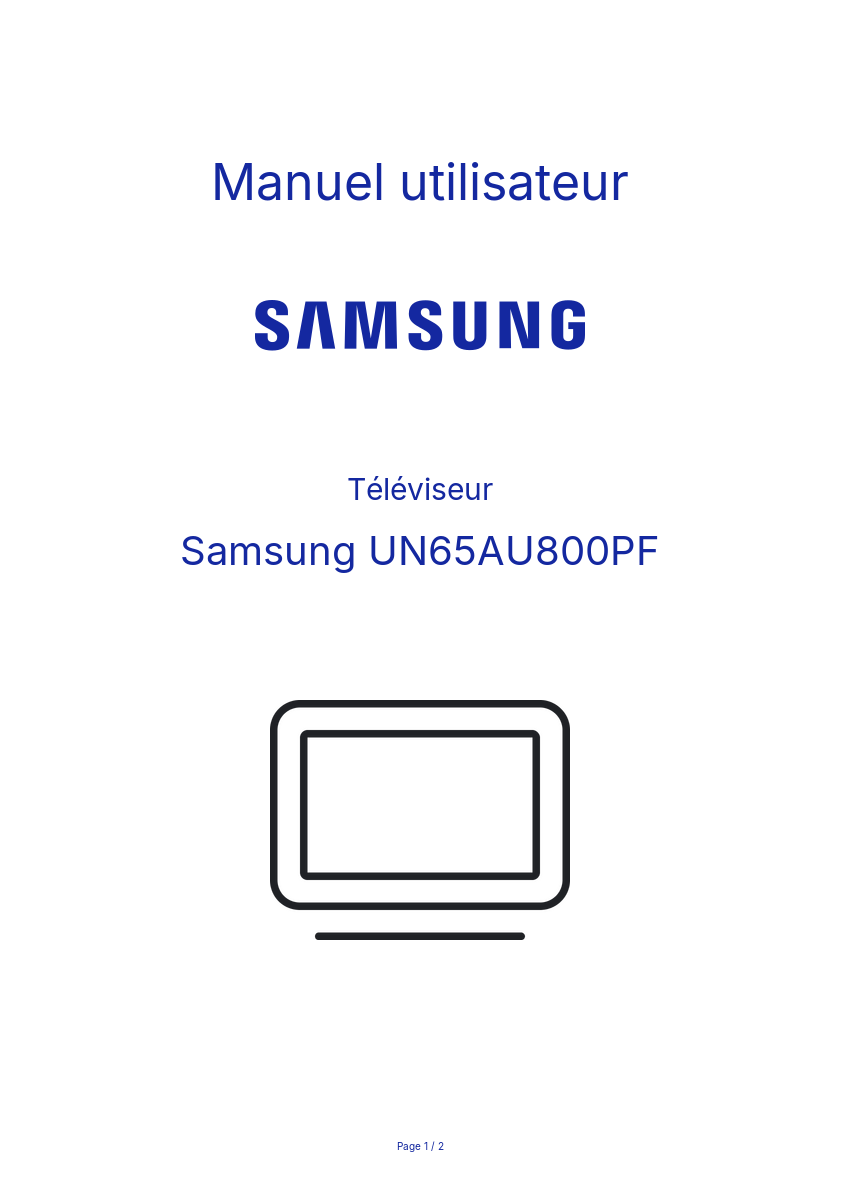 Image de la première page du manuel de l'appareil UN65AU800PF
