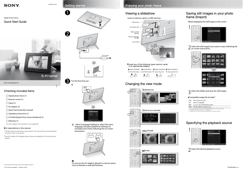 Imagen de la primera página del manual del dispositivo DPF-D1010