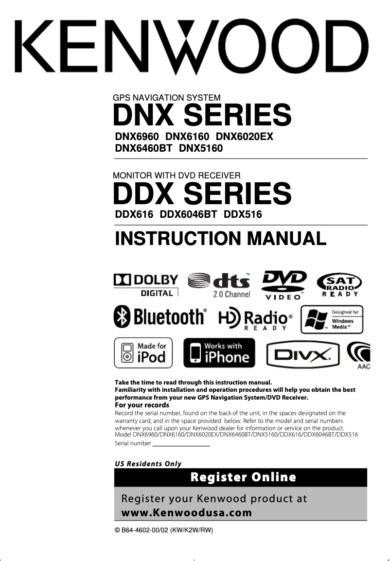 Image de la première page du manuel de l'appareil DNX5160