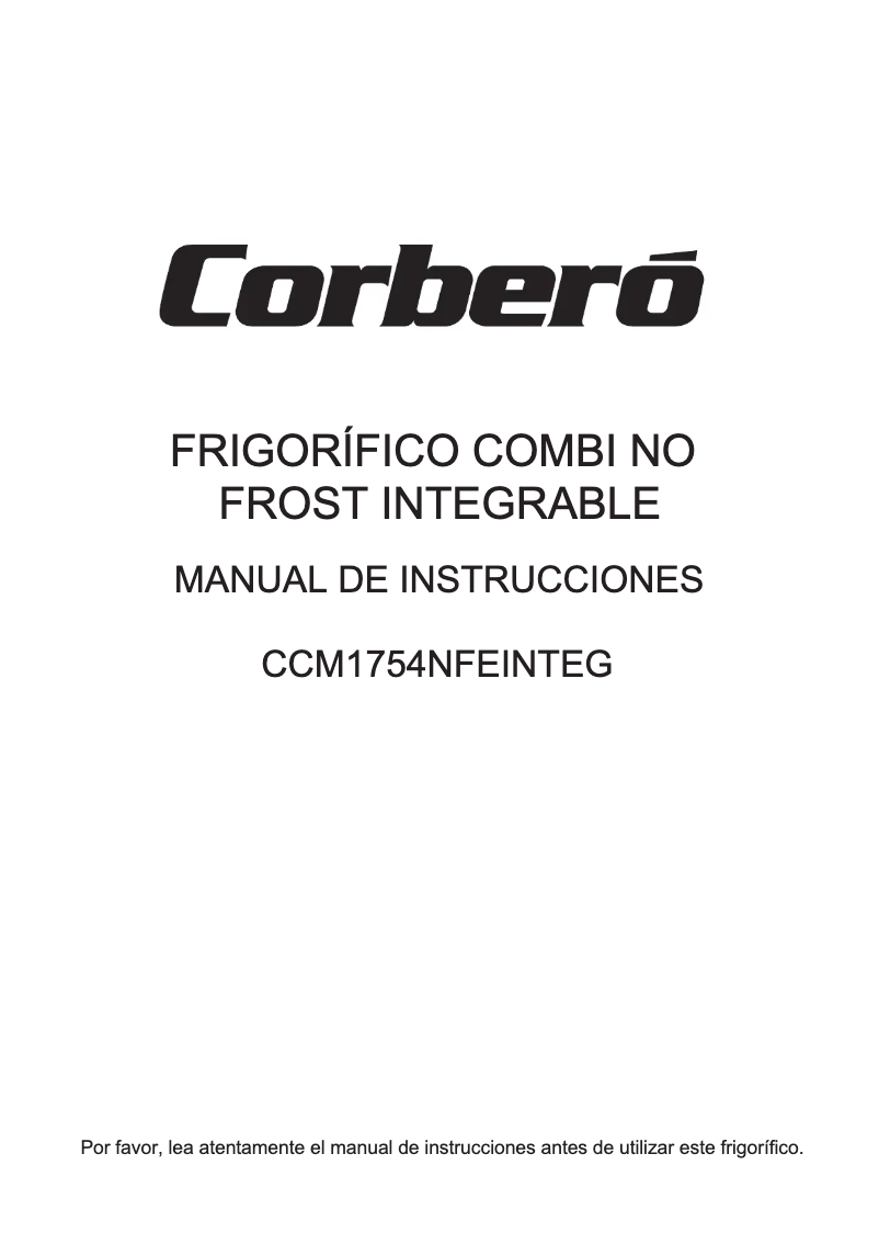 Page 1 de la notice Manuel utilisateur Corbero CCM1754NFEINTEG