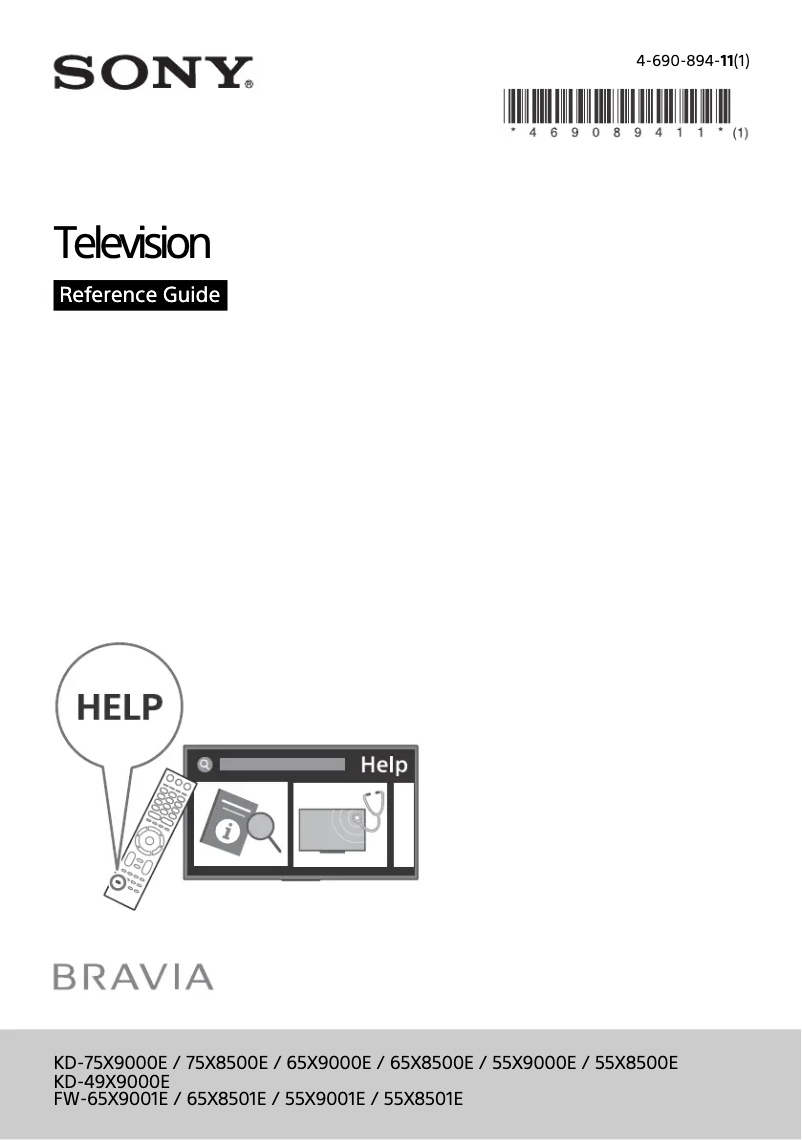 Page 1 de la notice Manuel utilisateur Sony KD-75X8500E