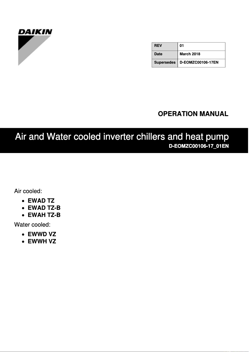 Page 1 de la notice Manuel utilisateur Daikin EWAH610TZPLB2