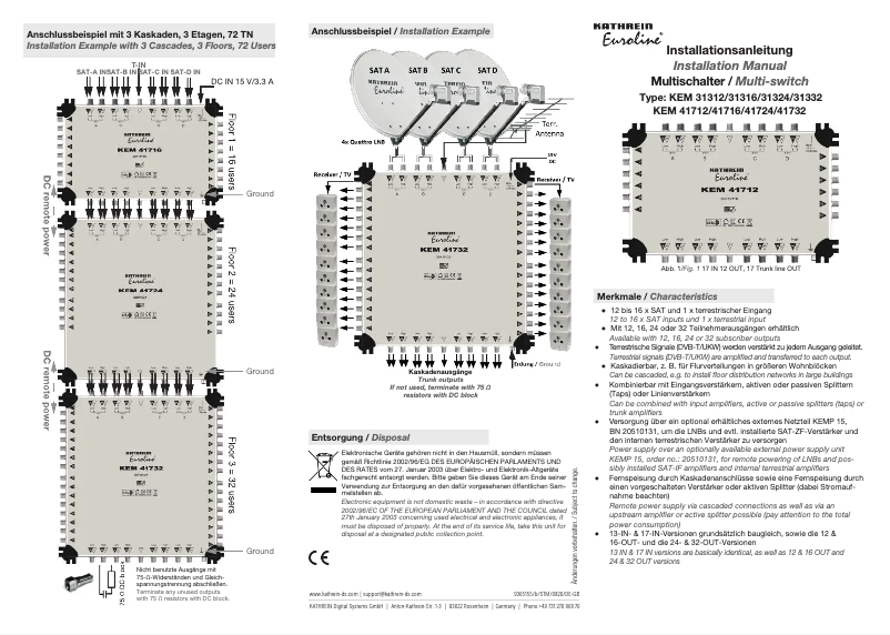 Image de la première page du manuel de l'appareil Euroline KEM 31312