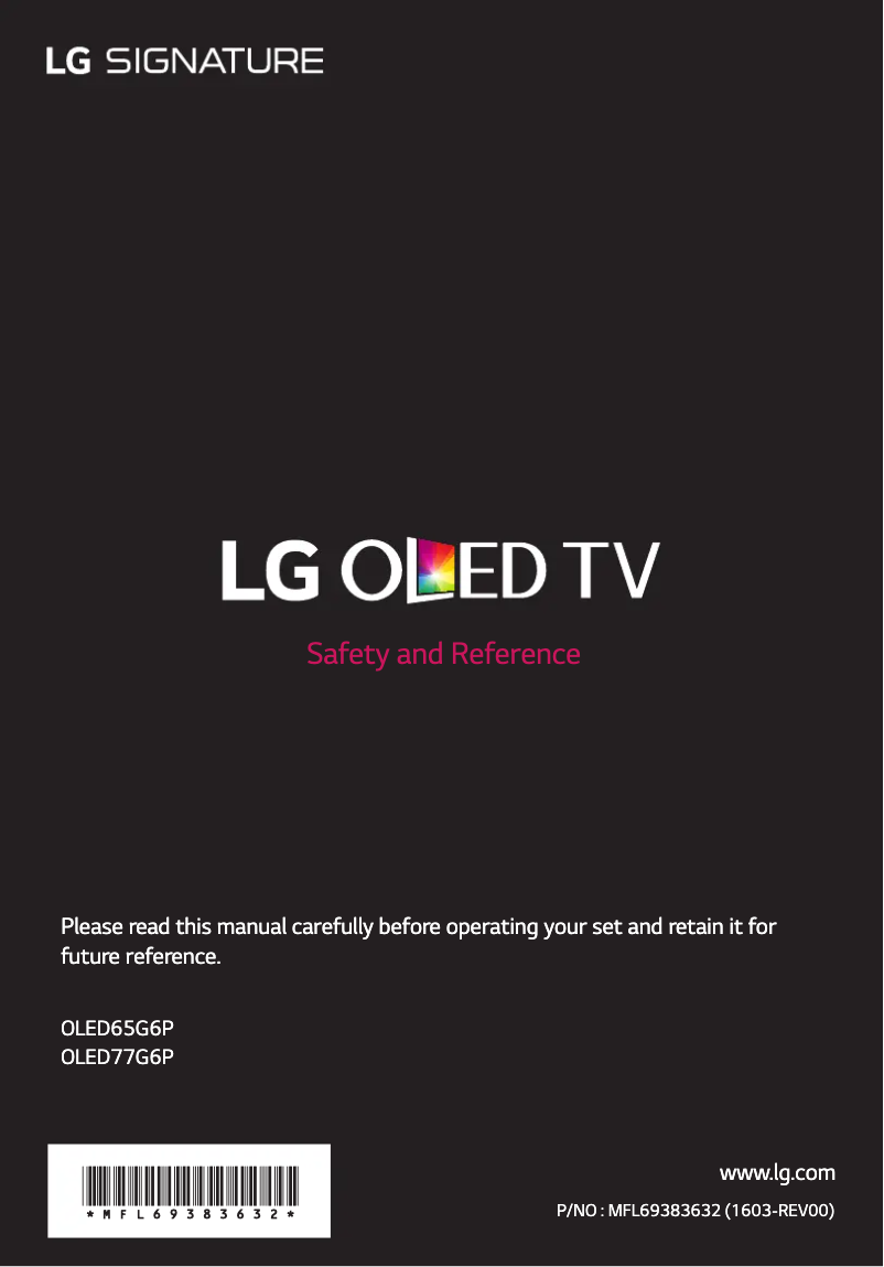 Page n°1 - Manuel utilisateur LG OLED65G6P
