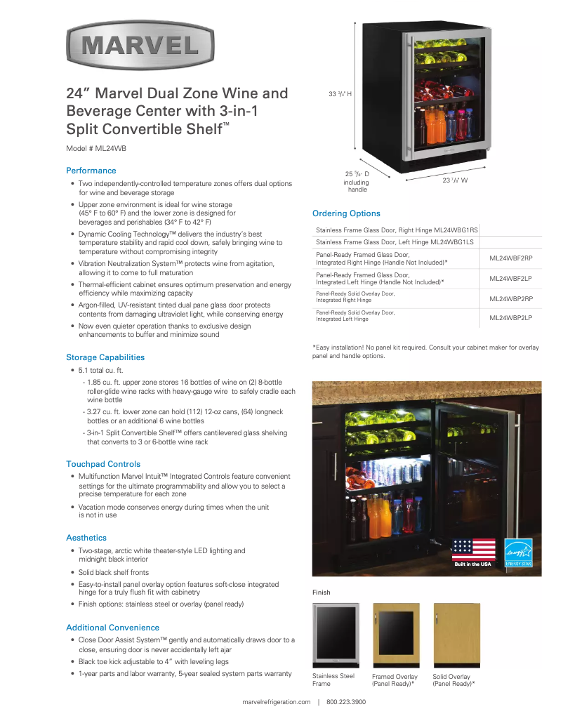 Page 1 de la notice Manuel utilisateur Marvel ML24WBG1RS