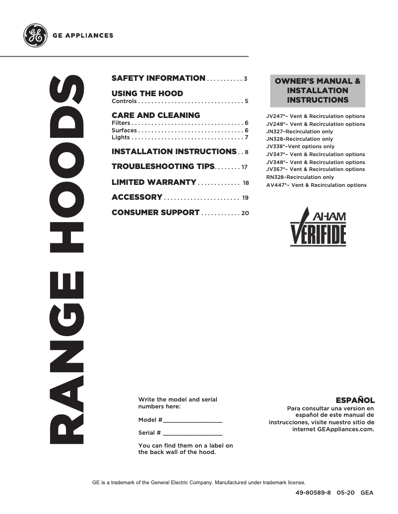 Image de la première page du manuel de l'appareil JN327HCC