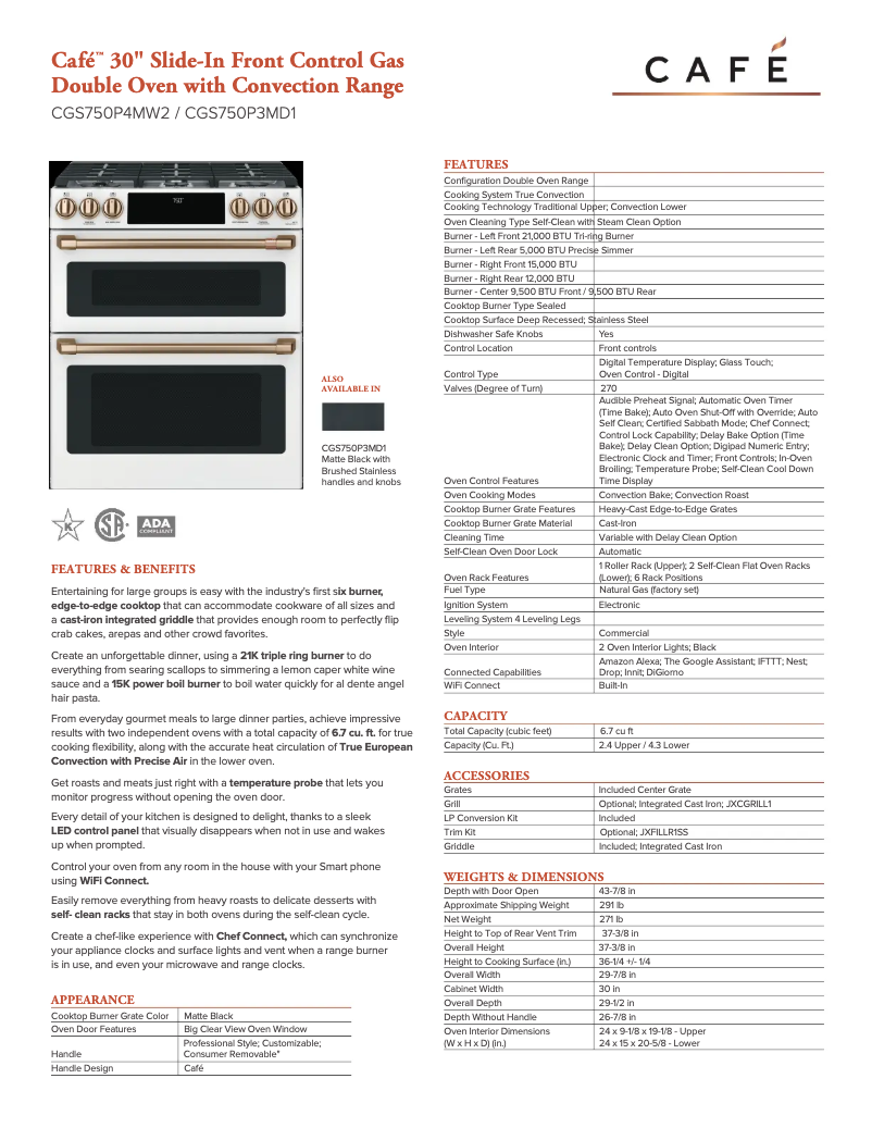 Página 1 del manual Ficha técnica GE CGS750P4MW2
