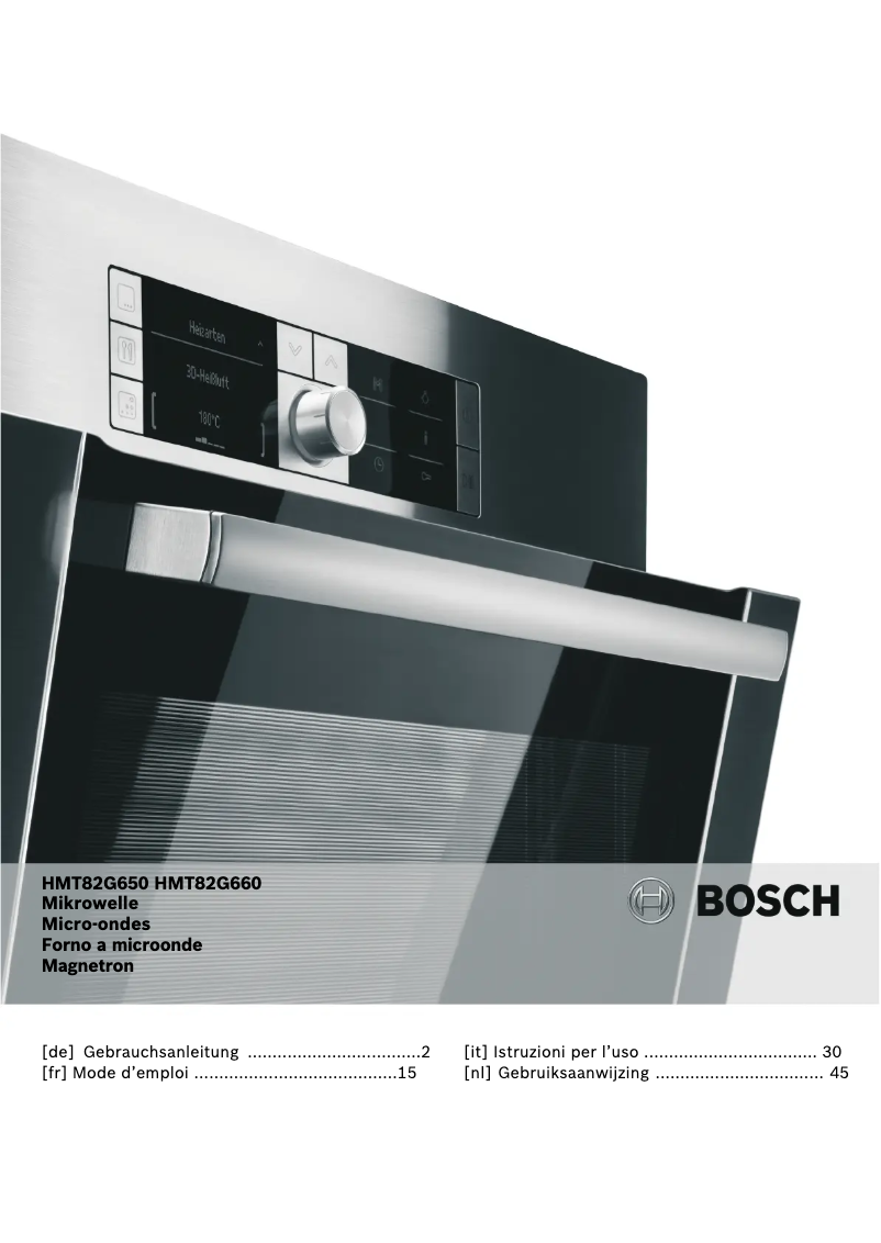 Page 1 de la notice Manuel utilisateur Bosch HMT82G660
