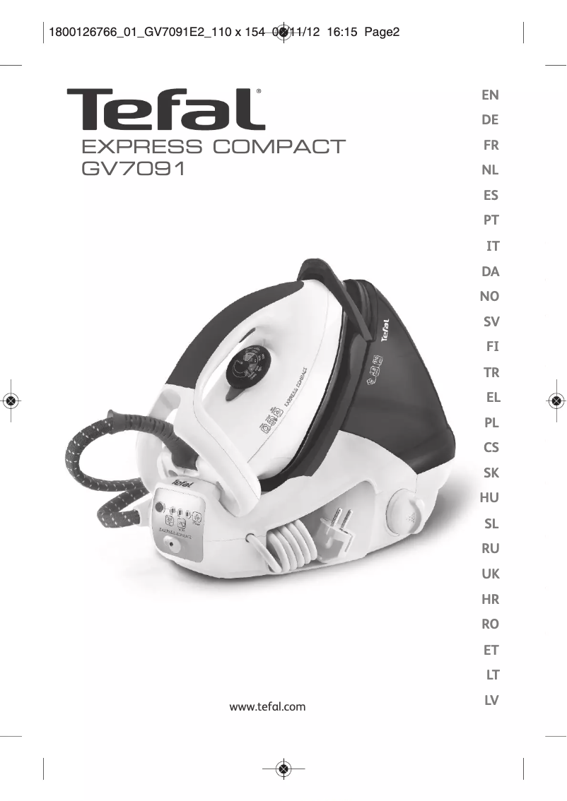 Page 1 de la notice Manuel utilisateur Tefal Express Contact GV7091