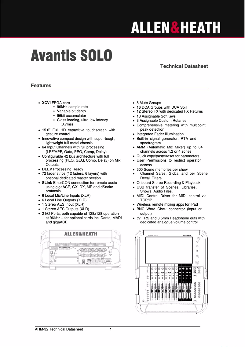 Image de la première page du manuel de l'appareil Avantis Solo