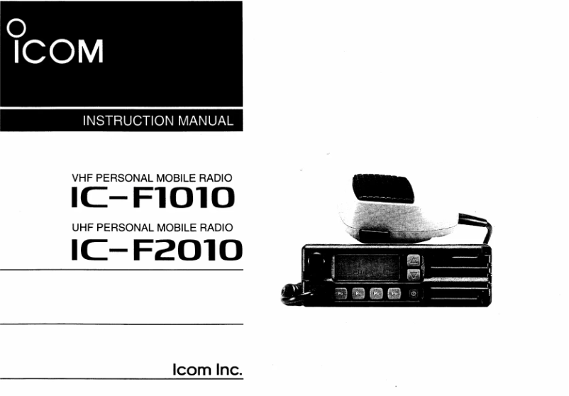 Page n°1 - Manuel utilisateur ICOM IC-F1010