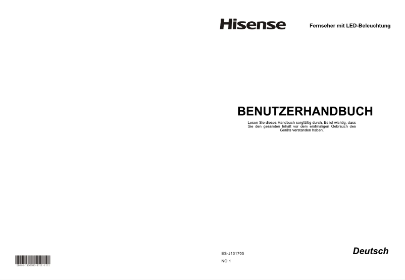 Page 1 de la notice Manuel utilisateur Hisense LTDN50XT880XWSEU3D