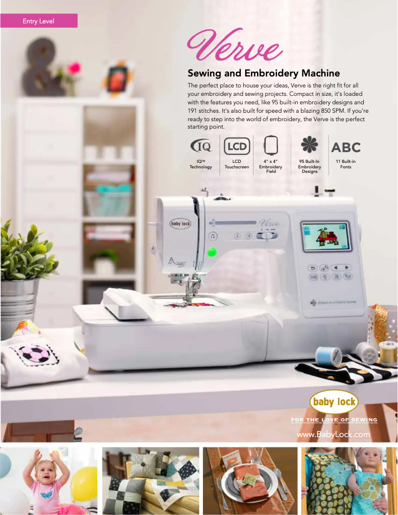 Page 1 de la notice Fiche technique Baby Lock Verve