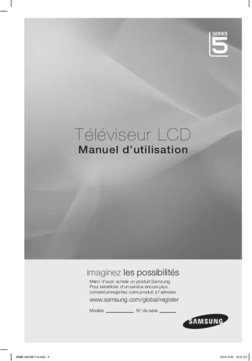 Page n°1 - Manuel utilisateur Samsung LA40C530F1R
