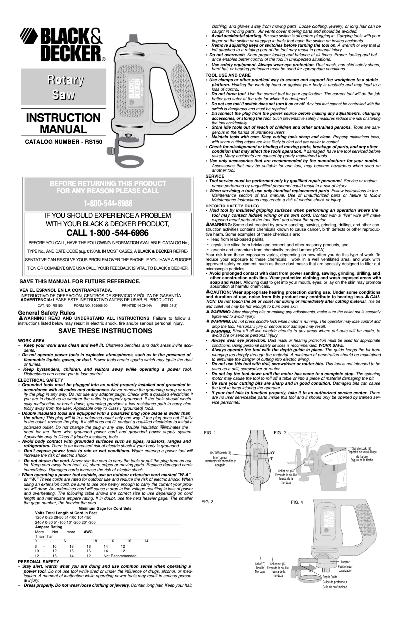Página 1 del manual Manual de usuario Black & Decker RS150
