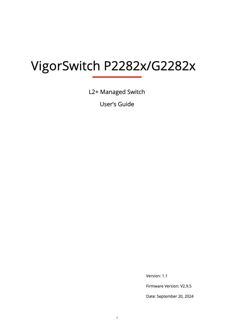 Page 1 de la notice Manuel utilisateur Draytek VigorSwitch G2282x