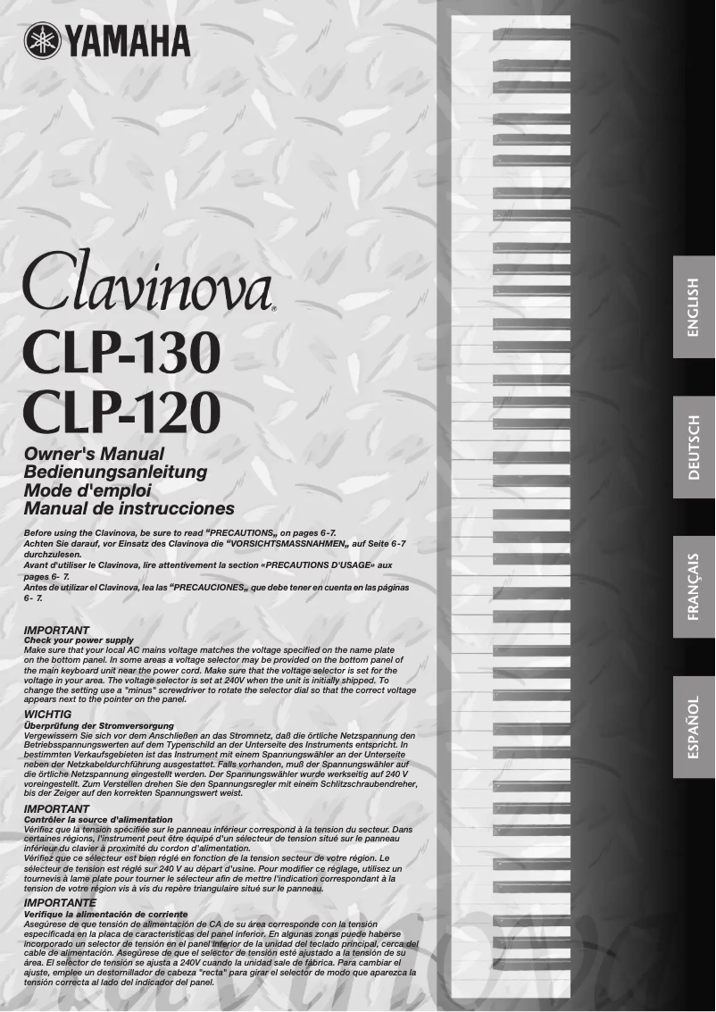 Page 1 de la notice Manuel utilisateur Yamaha Clavinova CLP-120