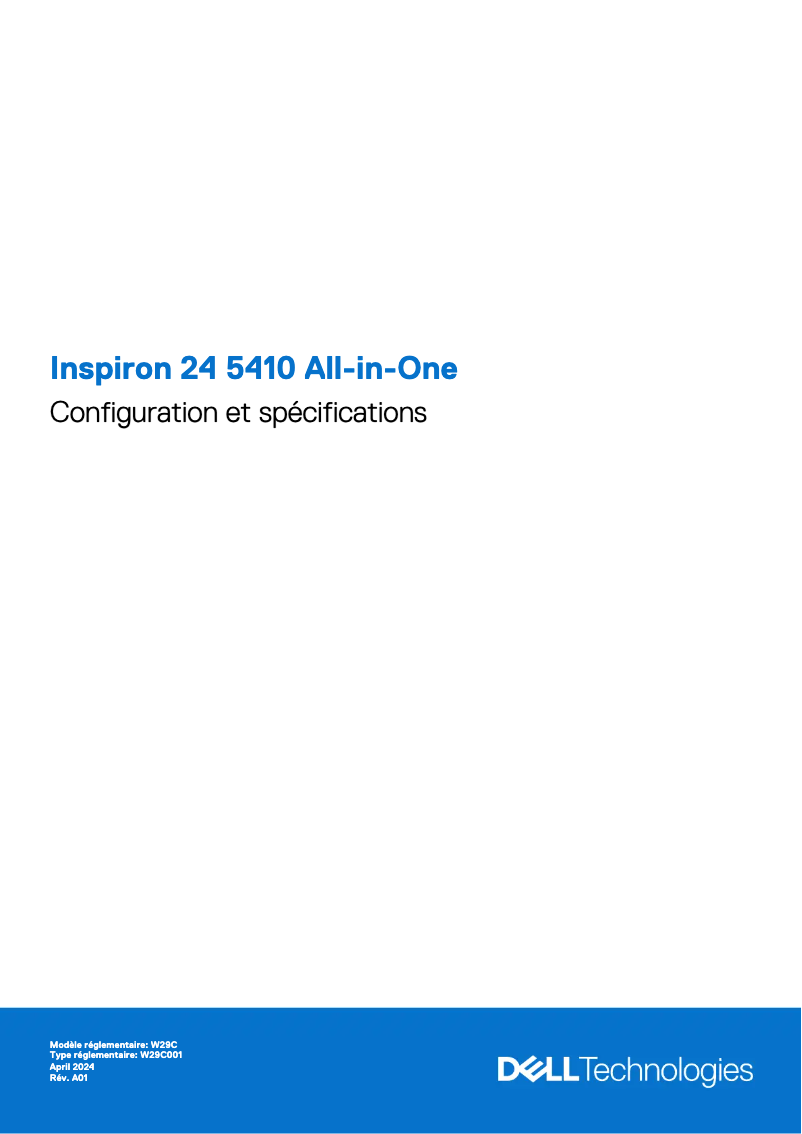 Page n°1 - Guide d'installation Dell Inspiron 24 5410