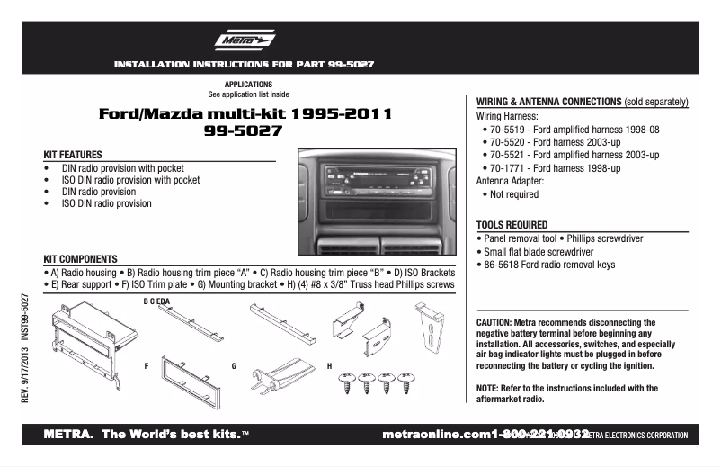 Page n°1 - Manuel utilisateur Metra 99-5027