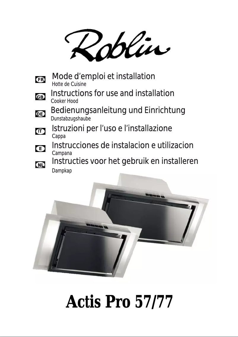 Page 1 de la notice Manuel utilisateur Roblin Actis Pro 57