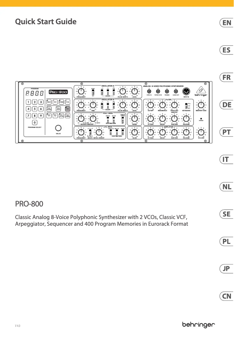 Page n°1 - Manuel utilisateur Behringer PRO-800