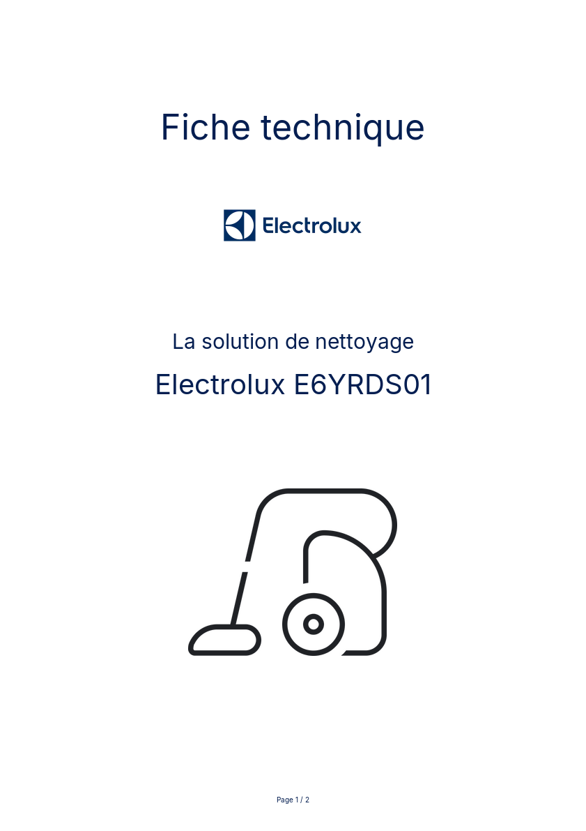 Page n°1 - Fiche technique Electrolux E6YRDS01