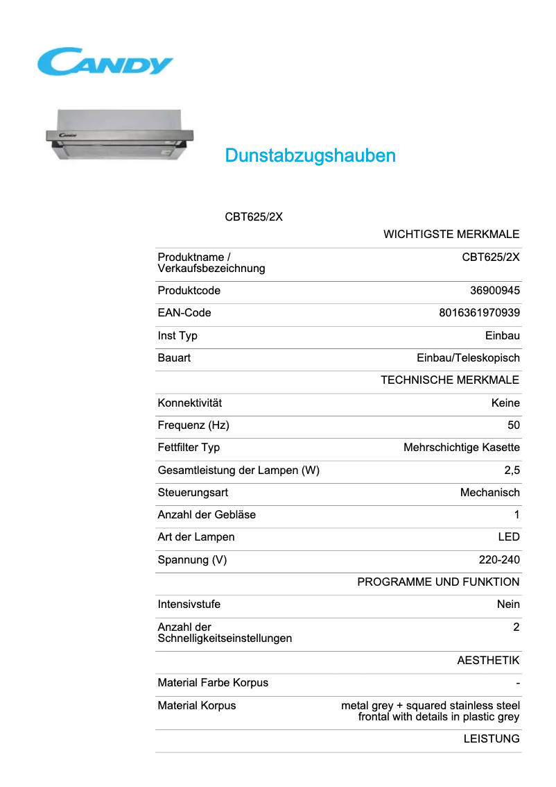 Image de la première page du manuel de l'appareil CBT625/2X