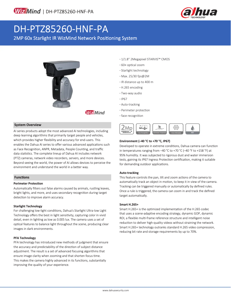 Image de la première page du manuel de l'appareil PTZ85260-HNF-PA