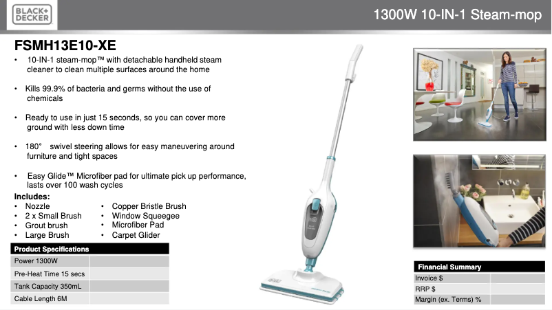 Página 1 del manual Ficha técnica Black & Decker FSMH13E10