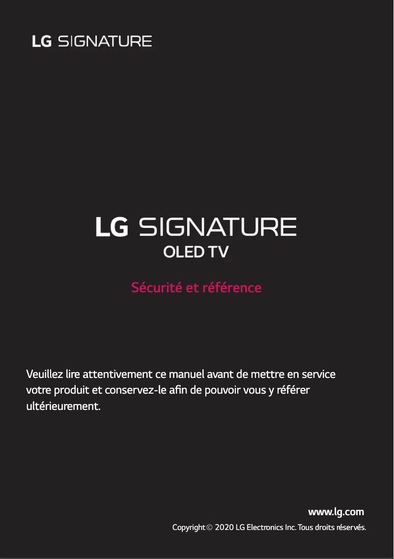 Image de la première page du manuel de l'appareil OLED88ZX9LA