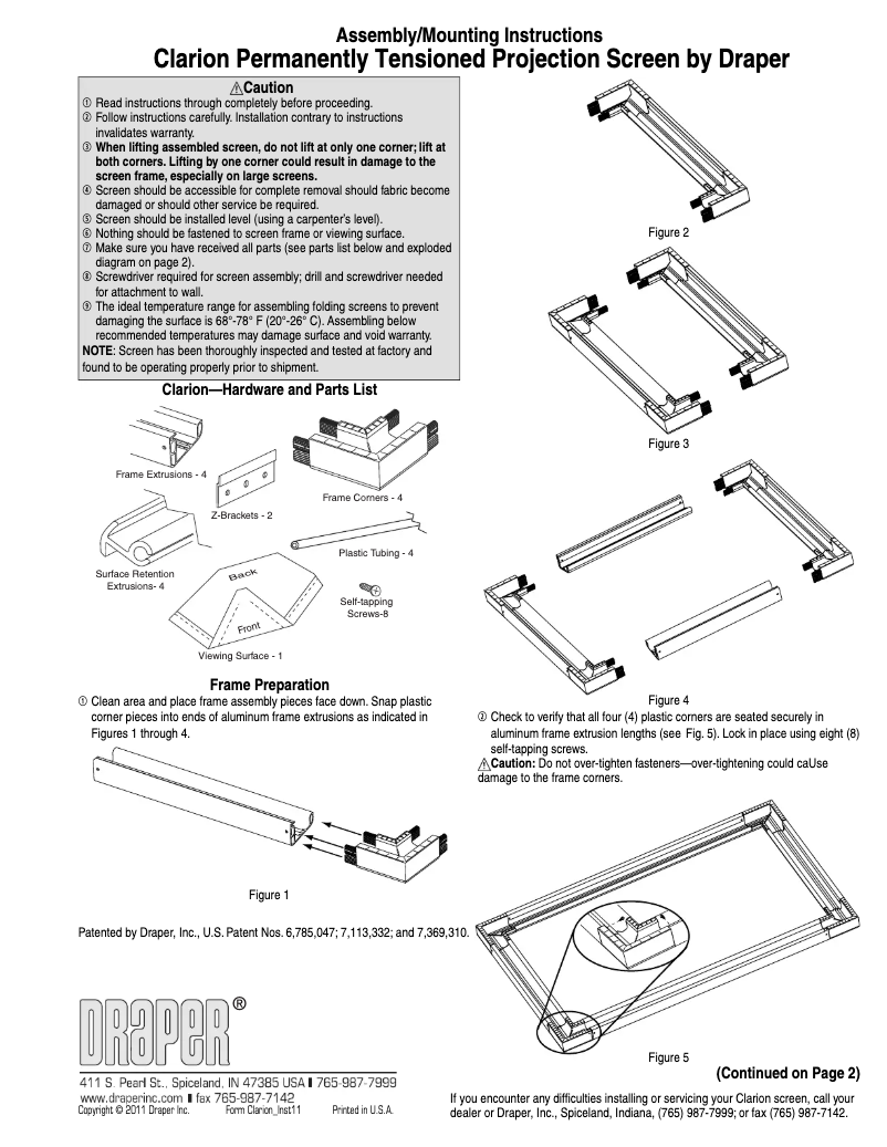 Page n°1 - Manuel utilisateur Draper Clarion