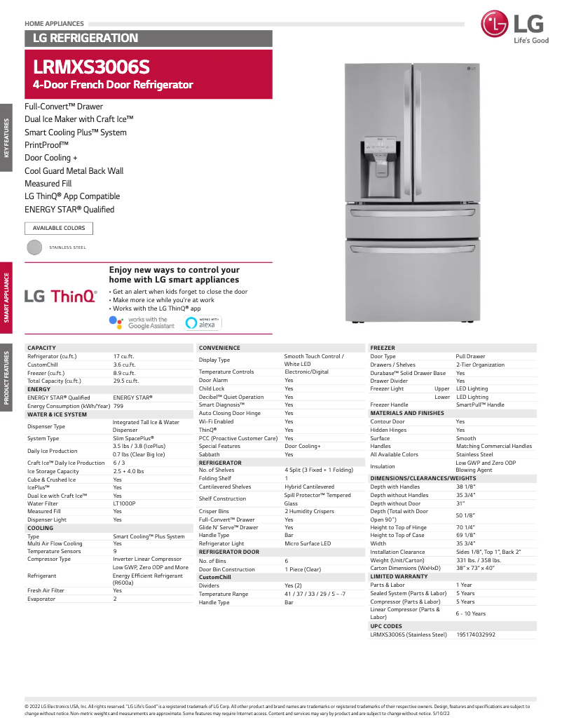 Image de la première page du manuel de l'appareil LRMXS3006S