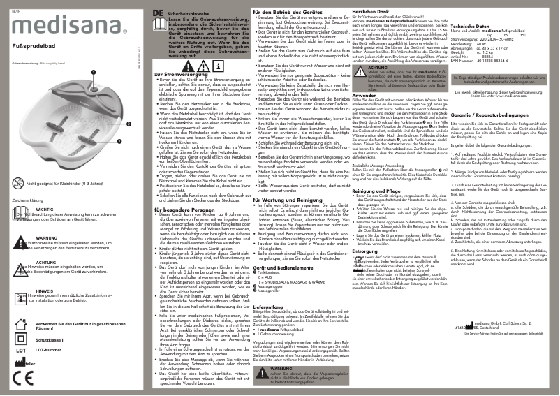 Page 1 de la notice Manuel utilisateur Medisana FS 350