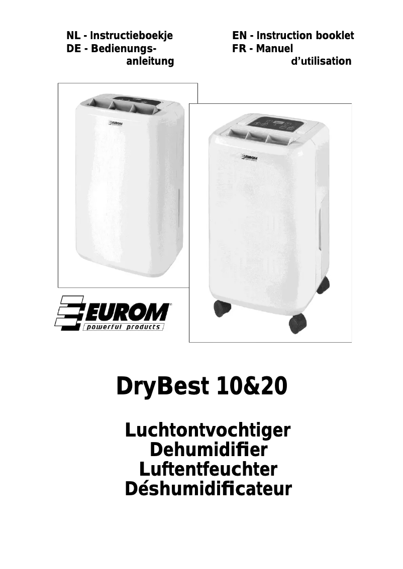 Imagen de la primera página del manual del dispositivo DryBest 10