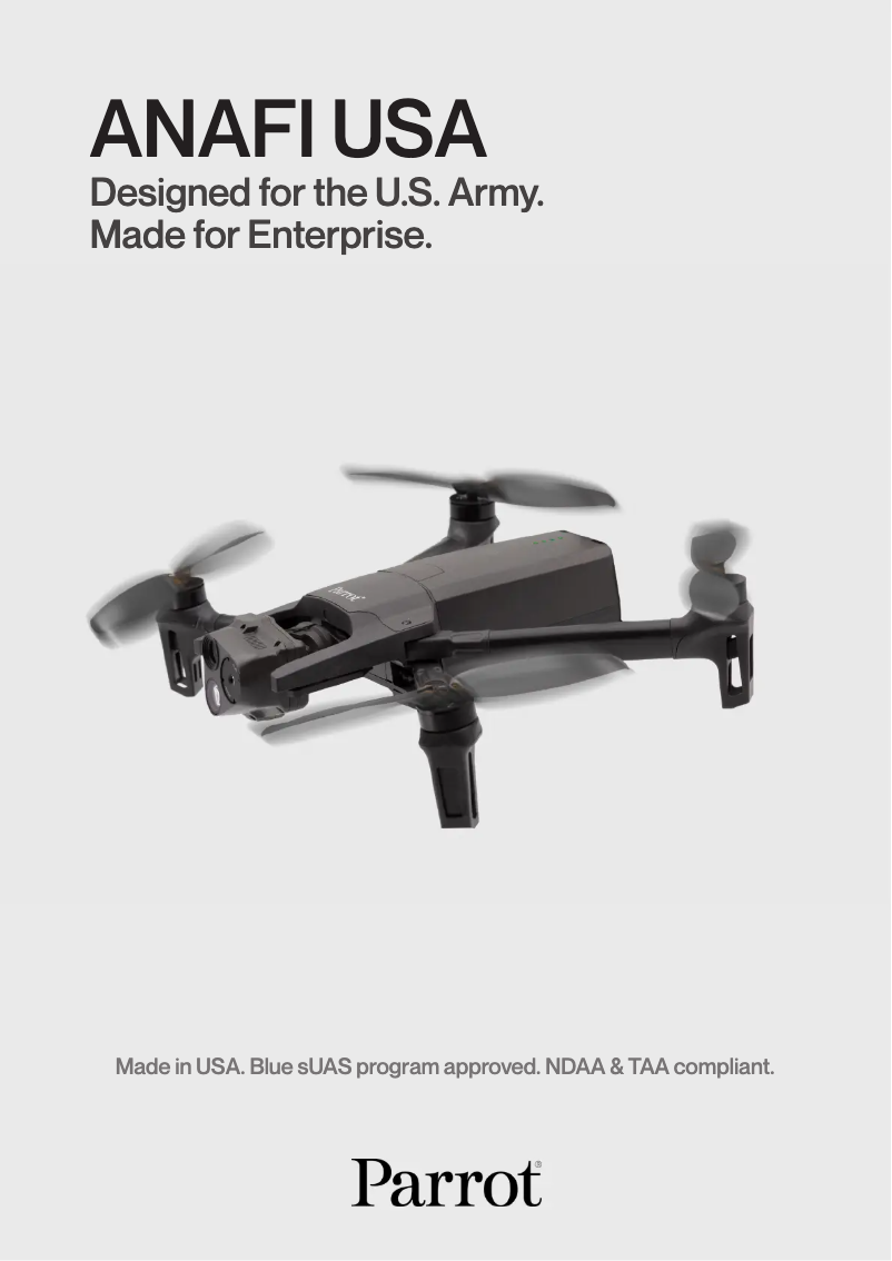 Page 1 de la notice Fiche technique Parrot Anafi USA