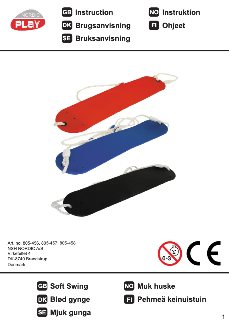 Page n°1 - Manuel utilisateur Nordic Play 805-458