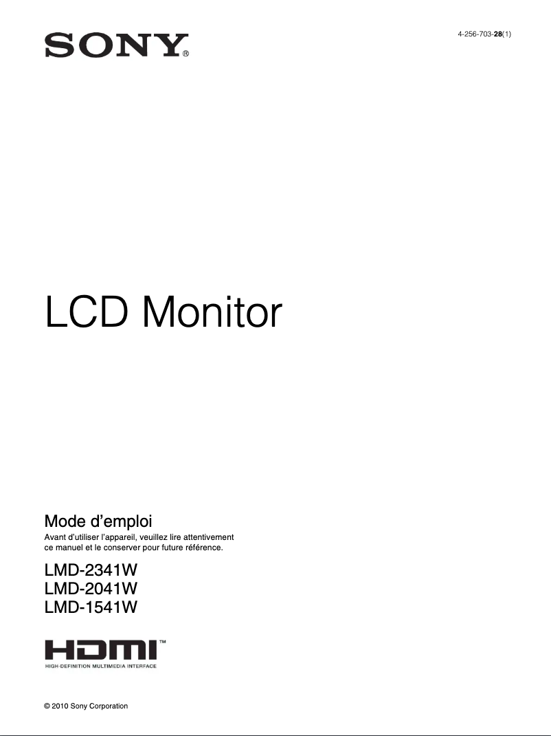 Page n°1 - Manuel utilisateur Sony LMD-2341W