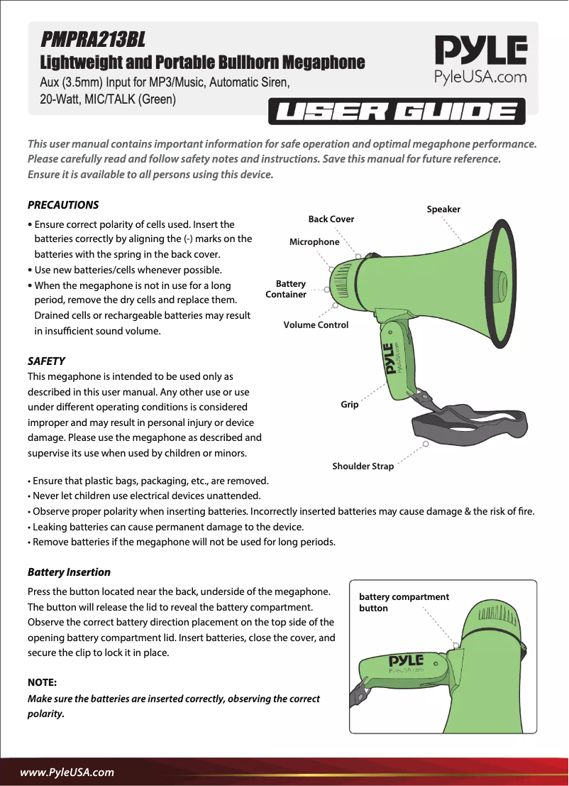 Página 1 del manual Manual de usuario Pyle PMPRA213GR