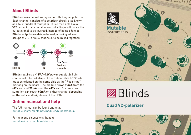 Page n°1 - Manuel utilisateur Mutable Instruments Blinds