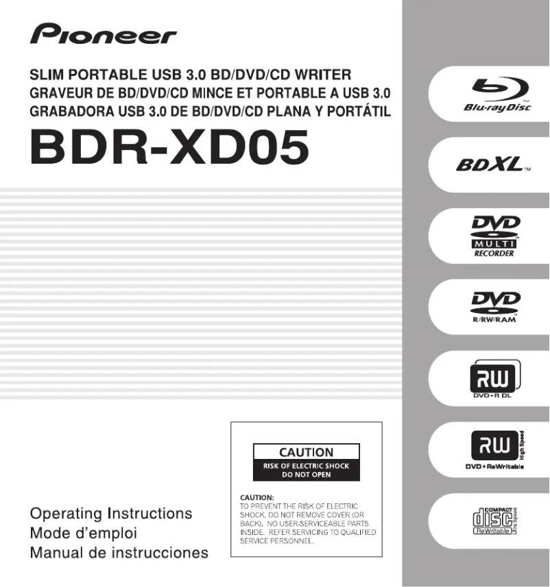 Image de la première page du manuel de l'appareil BDR-XD05