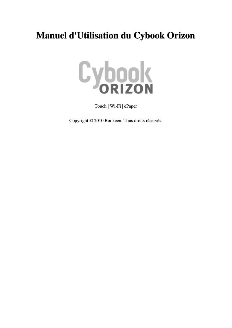 Image de la première page du manuel de l'appareil Cybook Orizon