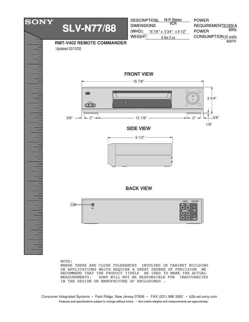 Page 1 de la notice Guide d'installation Sony SLV-N77