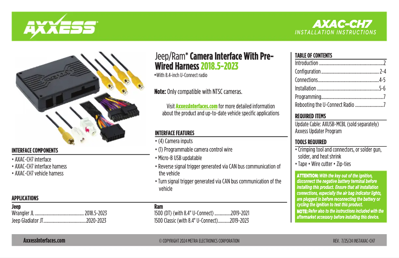 Page 1 de la notice Manuel utilisateur AXESS AXAC-CH7