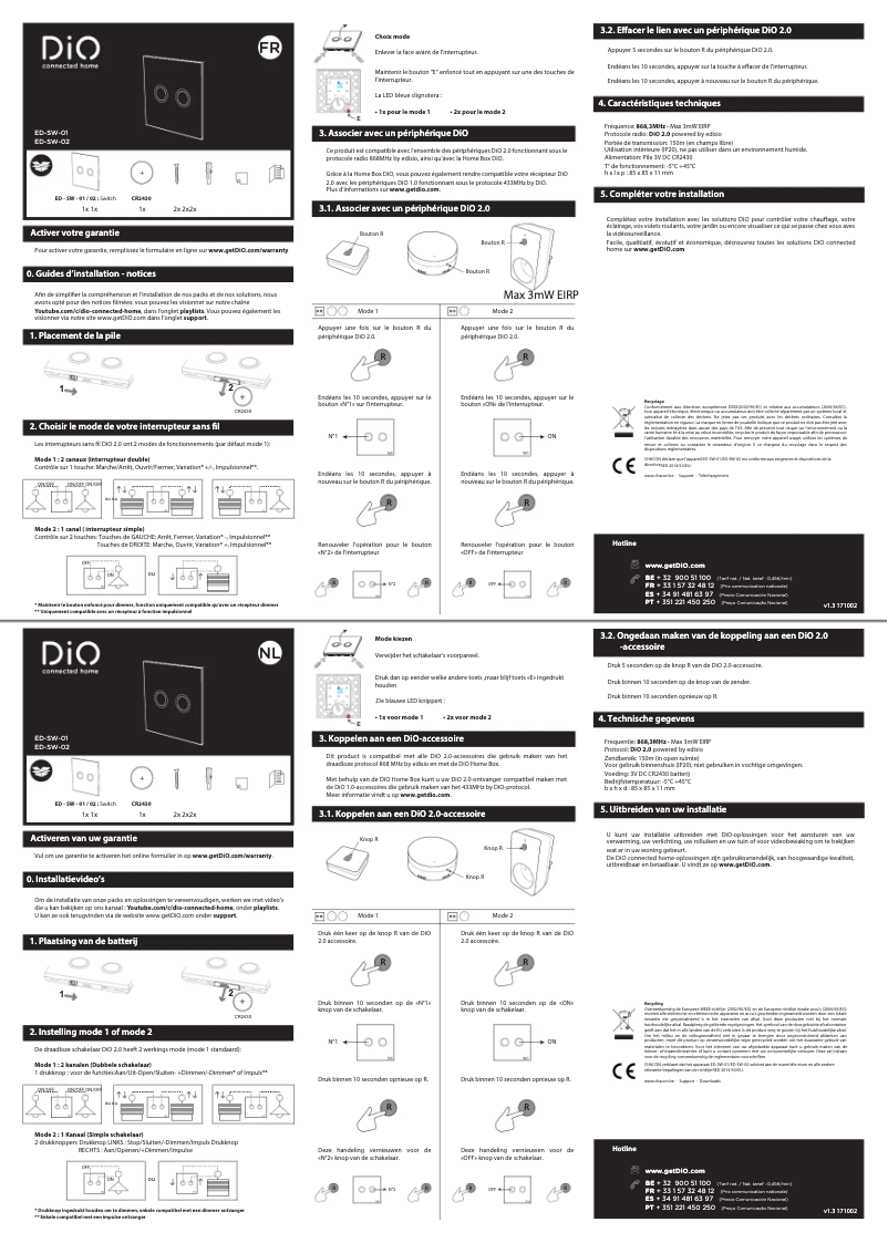 Page 1 de la notice Manuel utilisateur DiO ED-SW-01