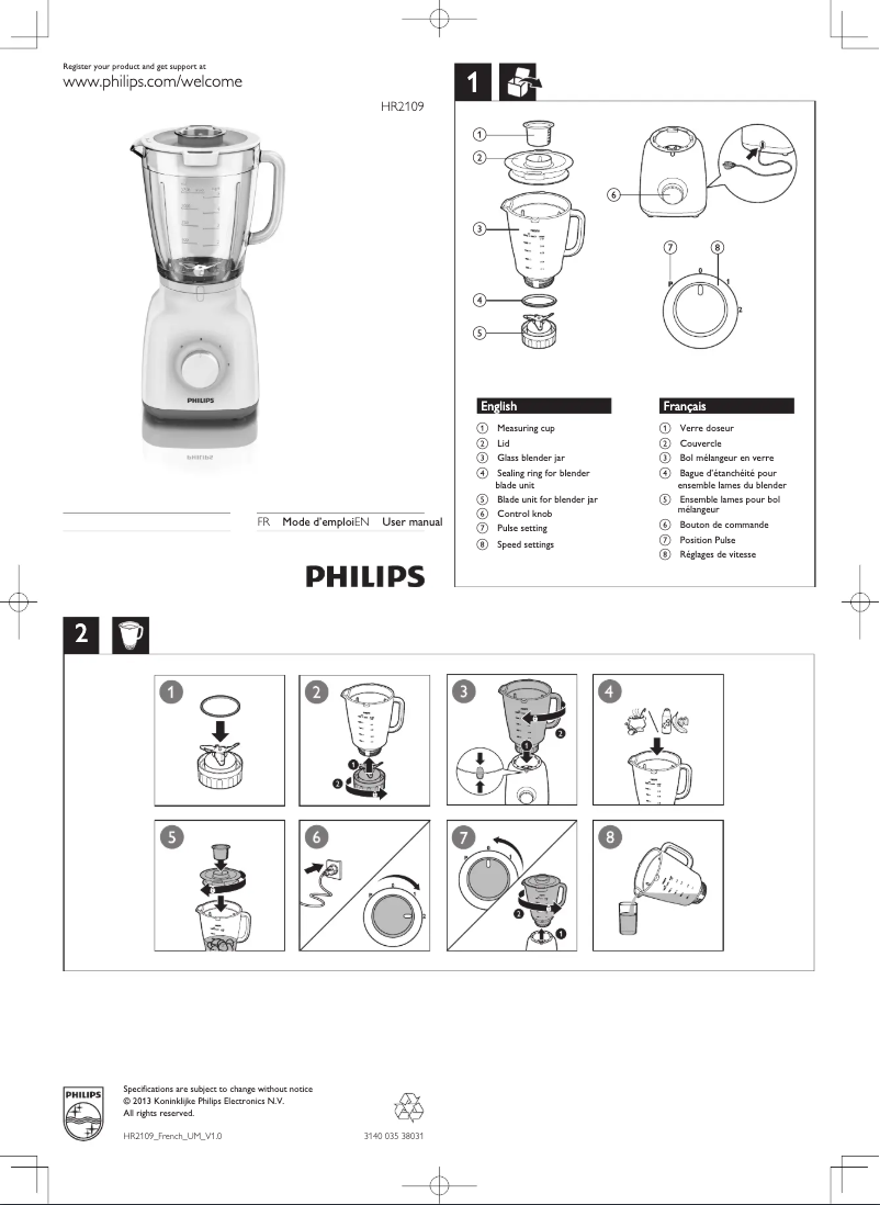 Image de la première page du manuel de l'appareil Daily Collection HR2109