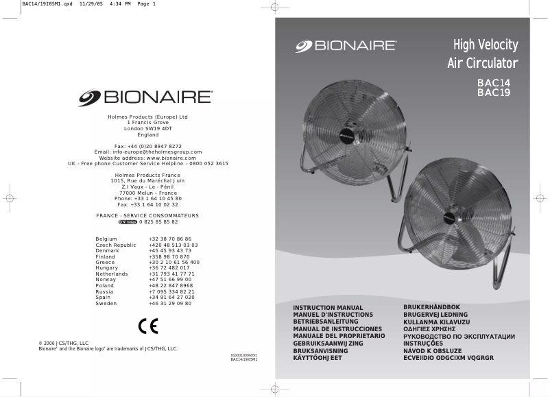 Image de la première page du manuel de l'appareil BAC19
