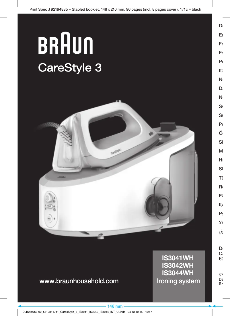 Page 1 de la notice Manuel utilisateur Braun CareStyle 3 IS 3044