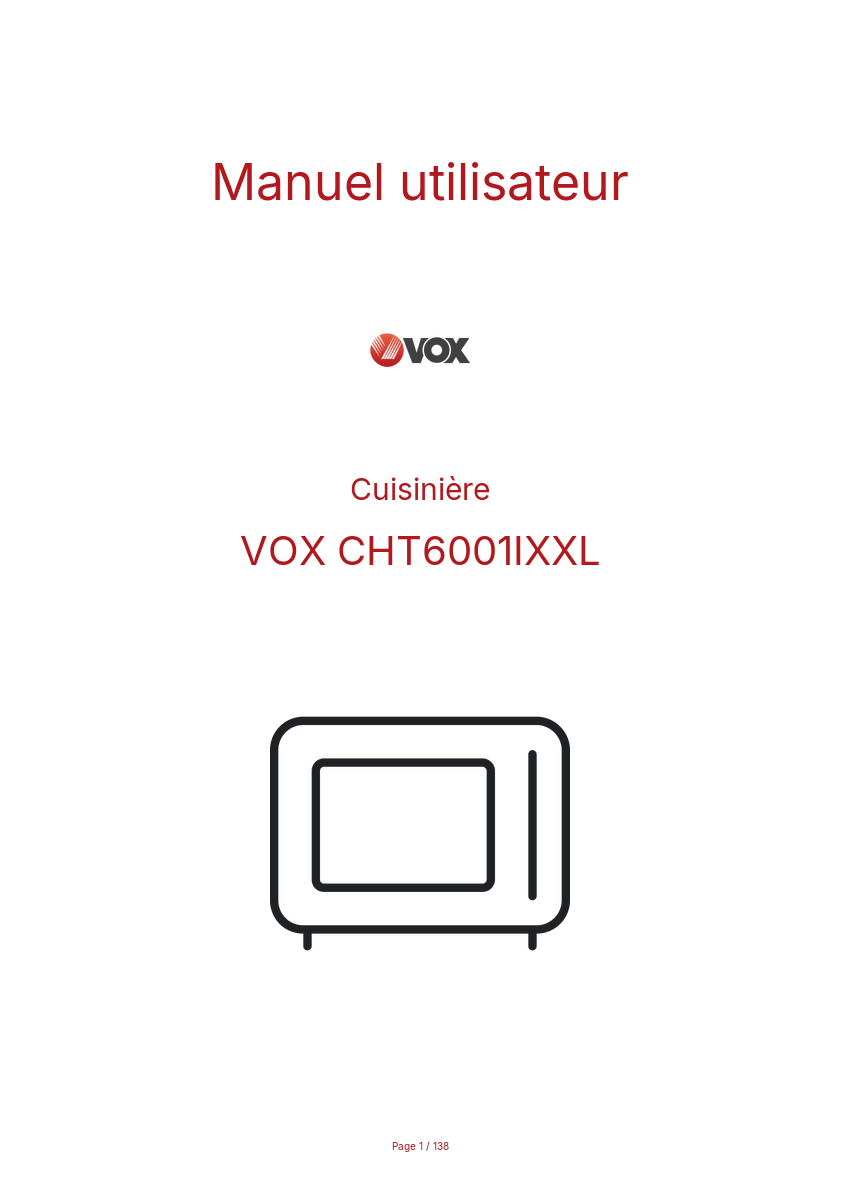 Page n°1 - Manuel utilisateur VOX CHT6001IXXL