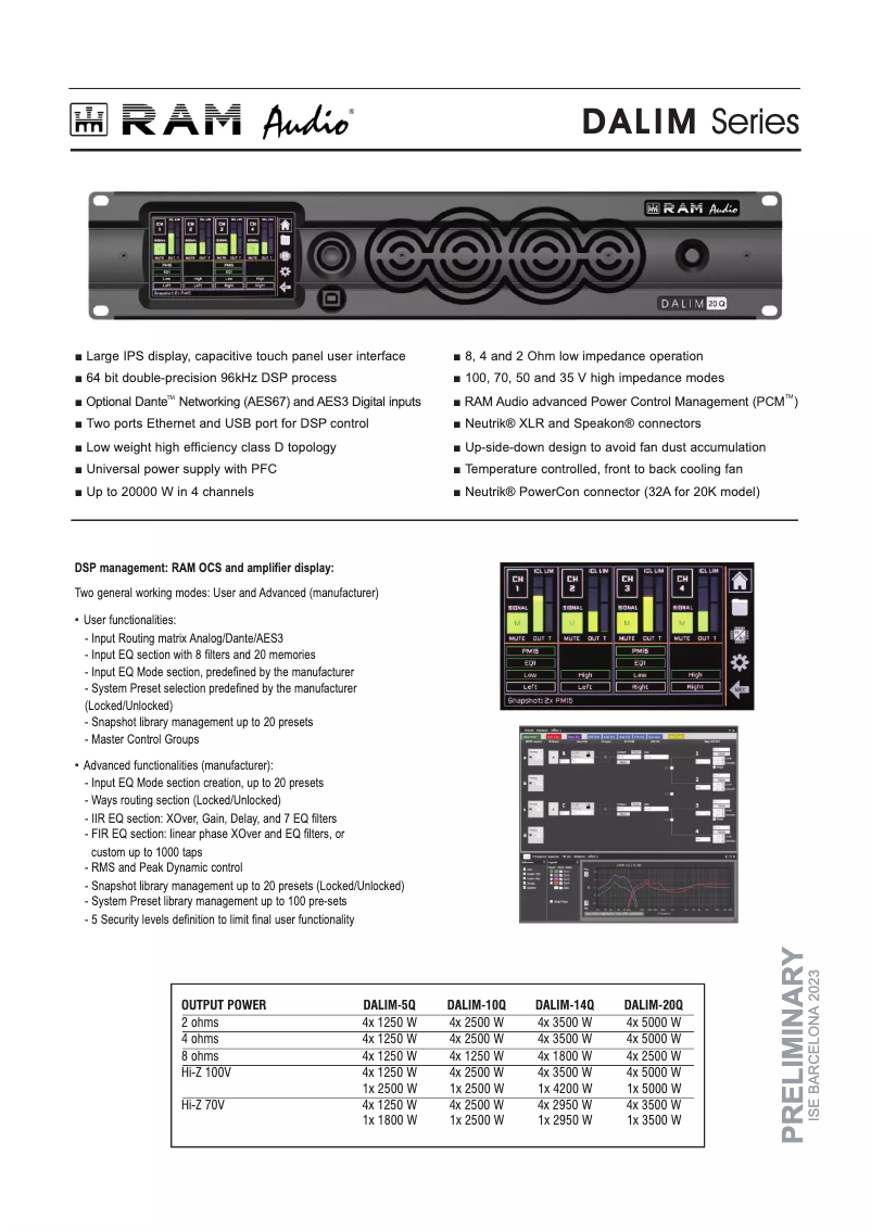 Page n°1 - Fiche technique Ram Audio DALIM 10Q