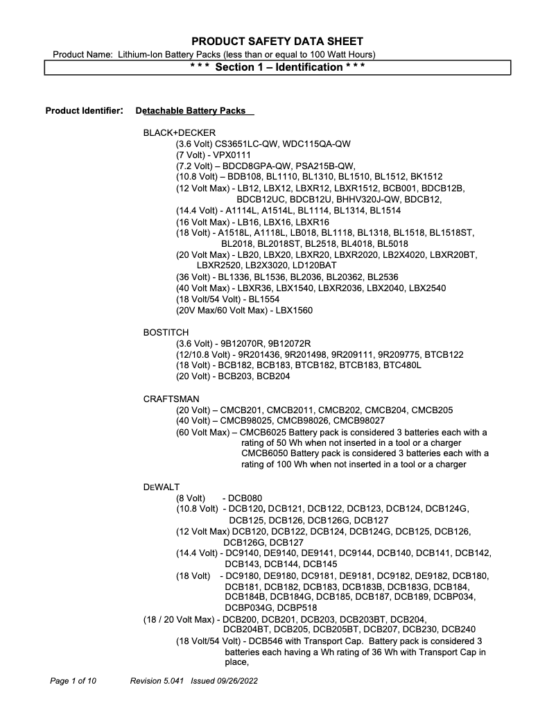 Page 1 de la notice Fiche technique Klein Tools BAT20UBL